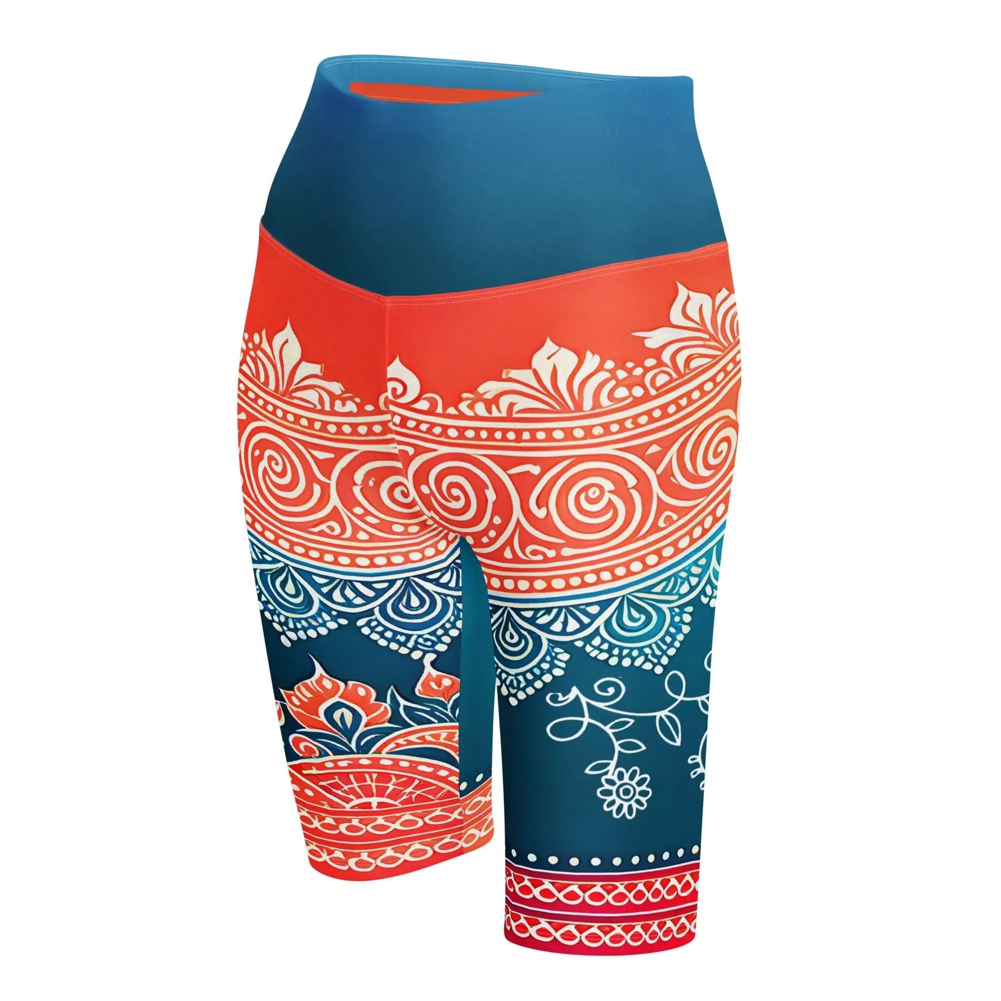Arsha Henna - Plus Athlo Yoga Long Shorts sustainable fashion athleisure includes plus size activewear yoga clothes unique flare leggings shorts dresses one pieces travel wear for ladies