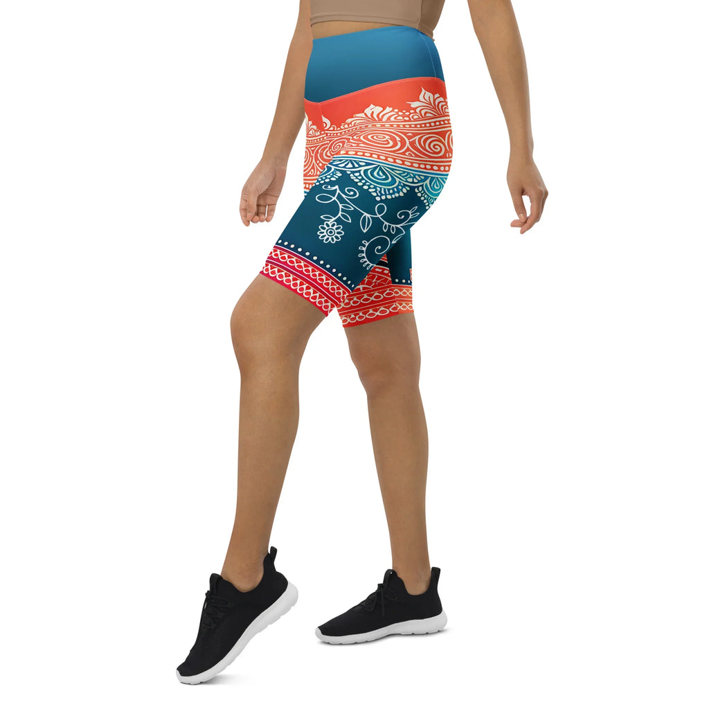 Arsha Henna - Athlo Yoga Long Shorts sustainable fashion athleisure includes plus size activewear yoga clothes unique flare leggings shorts dresses one pieces travel wear for ladies