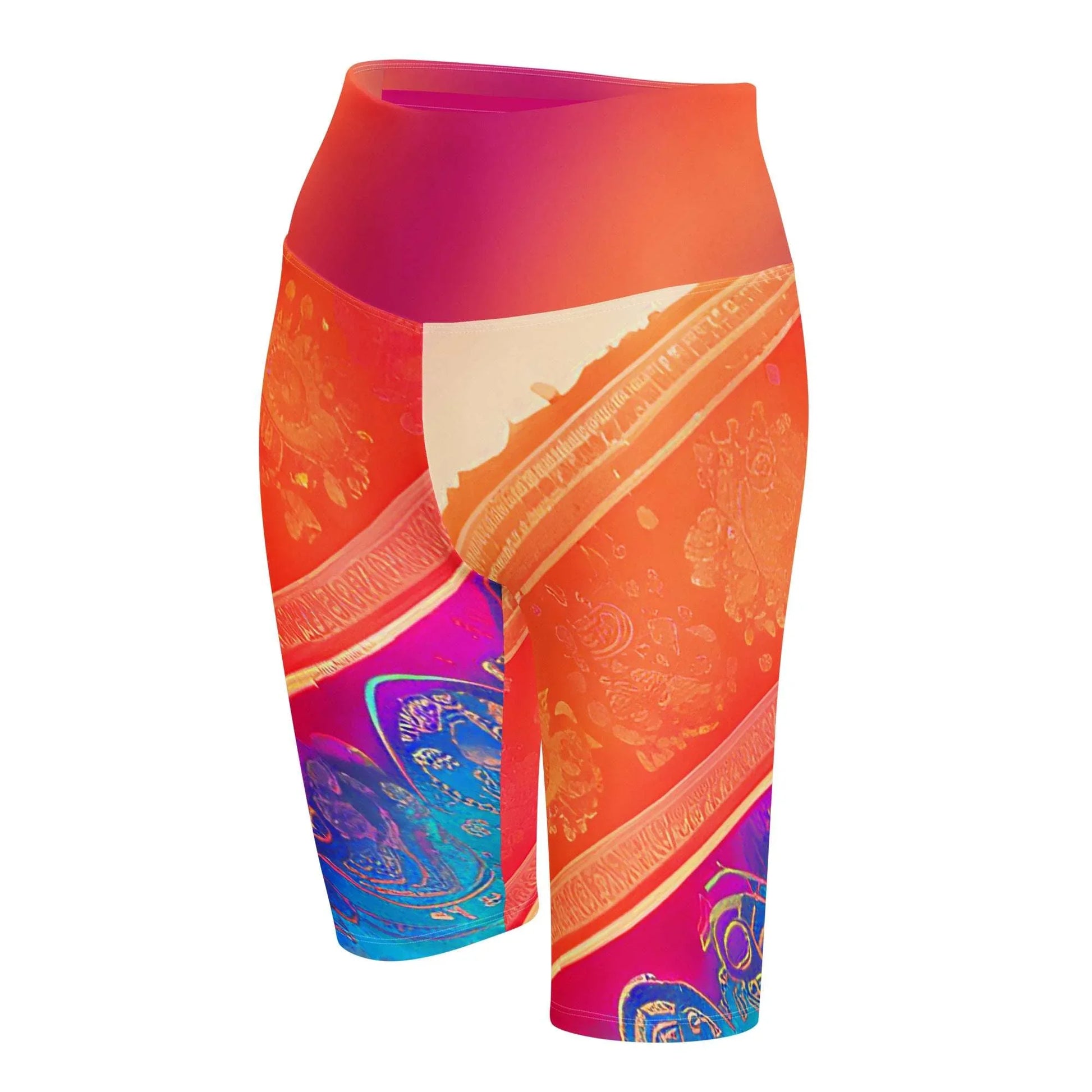 Jaini Sari - Plus Athlo Yoga Long Shorts sustainable fashion athleisure includes plus size activewear yoga clothes unique flare leggings shorts dresses one pieces travel wear for ladies