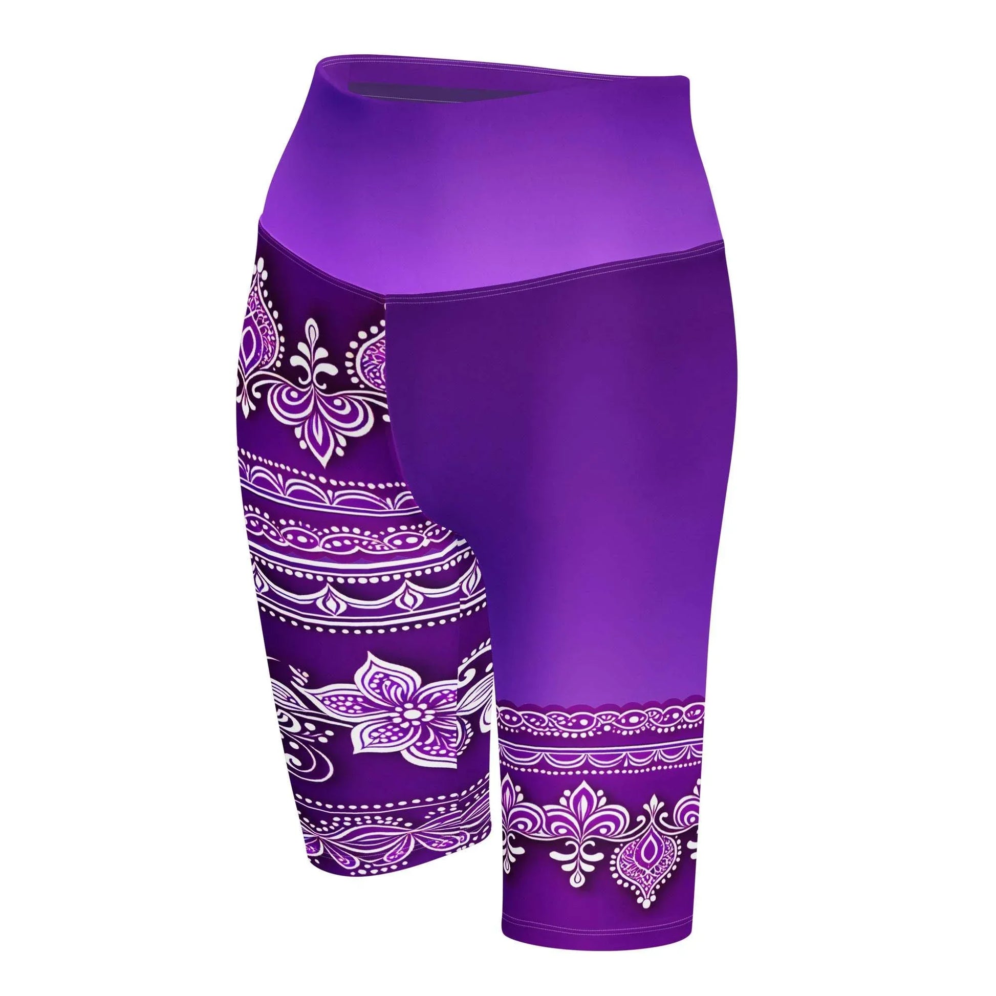 Sanavi Henna -Plus Athlo Yoga Long Shorts sustainable fashion athleisure includes plus size activewear yoga clothes unique flare leggings shorts dresses one pieces travel wear for ladies