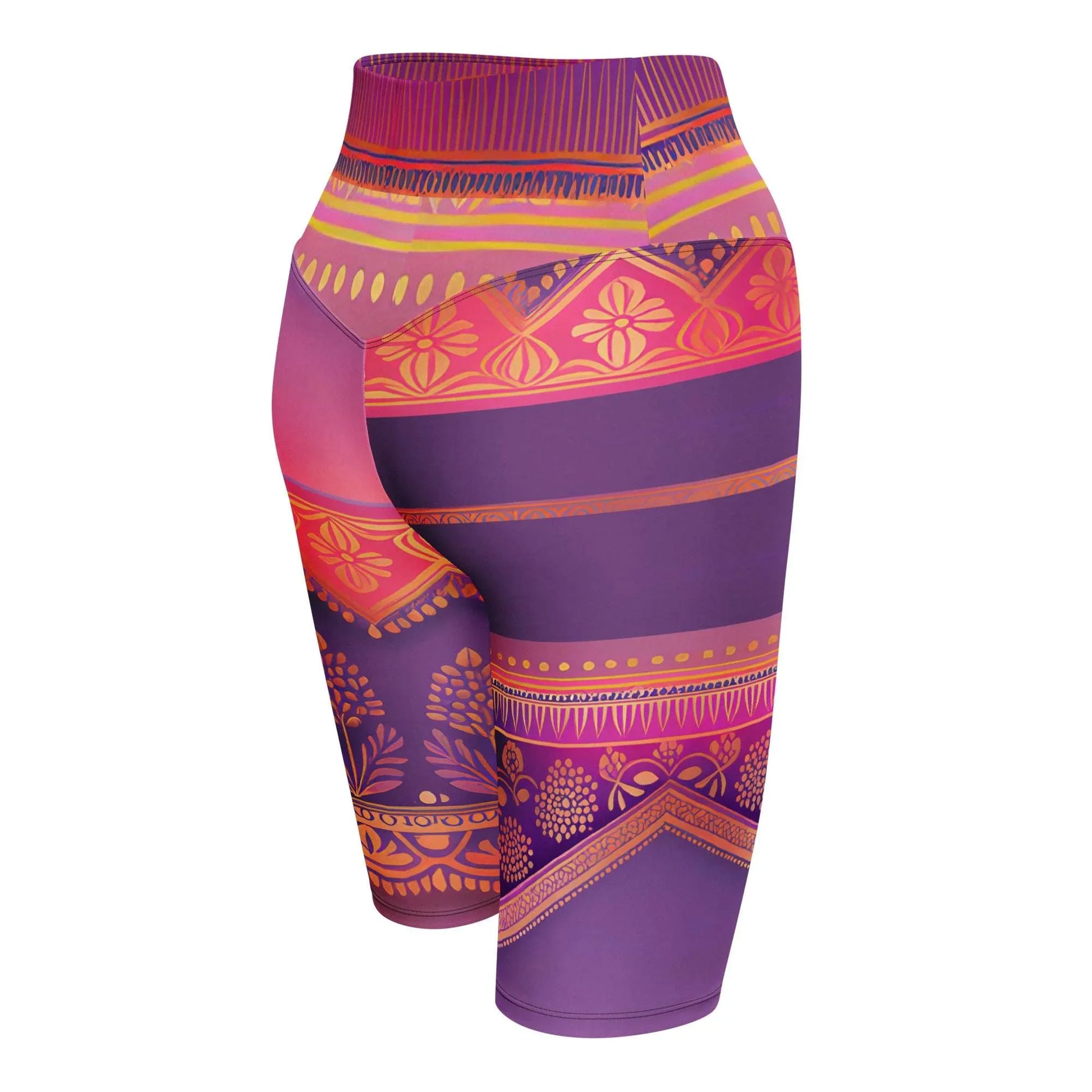 Ronish Sari - Plus Athlo Yoga Long Shorts sustainable fashion athleisure includes plus size activewear yoga clothes unique flare leggings shorts dresses one pieces travel wear for ladies