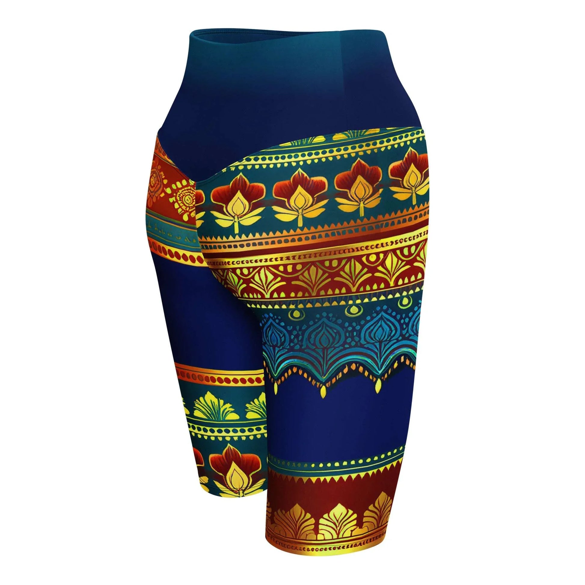 Perani Sari - Plus Athlo Yoga Long Shorts sustainable fashion athleisure includes plus size activewear yoga clothes unique flare leggings shorts dresses one pieces travel wear for ladies