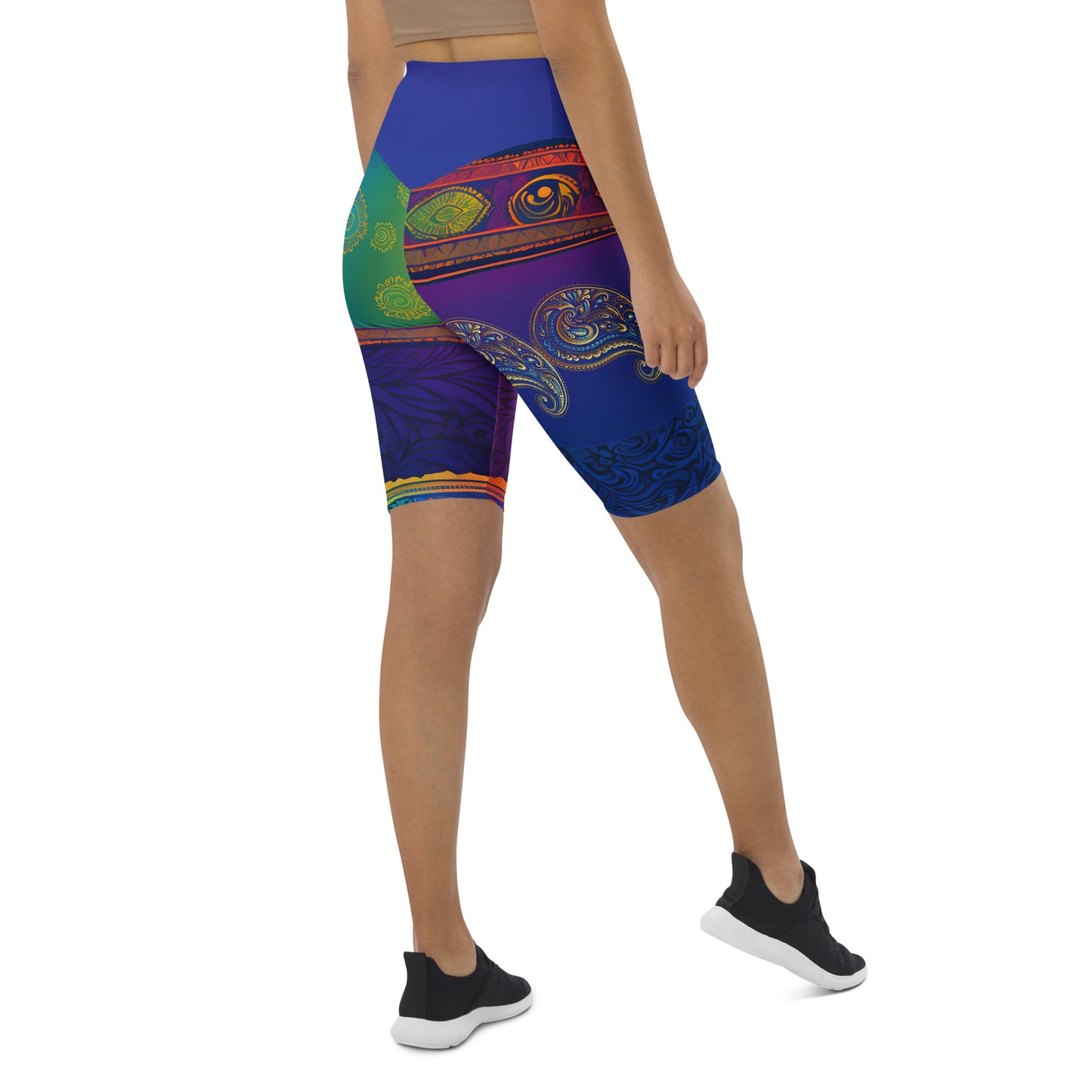 Suli - Athlo Yoga Long Shorts best workout and yoga pants for women affordable sustainable recycled unique cool funky plus size leggings by Namaste Fashion