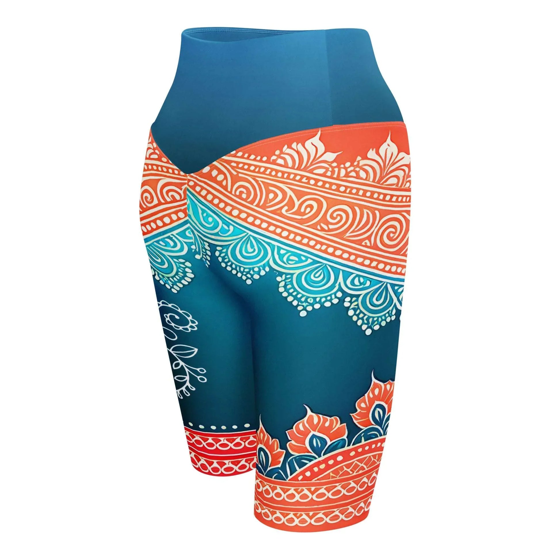 Arsha Henna - Plus Athlo Yoga Long Shorts sustainable fashion athleisure includes plus size activewear yoga clothes unique flare leggings shorts dresses one pieces travel wear for ladies