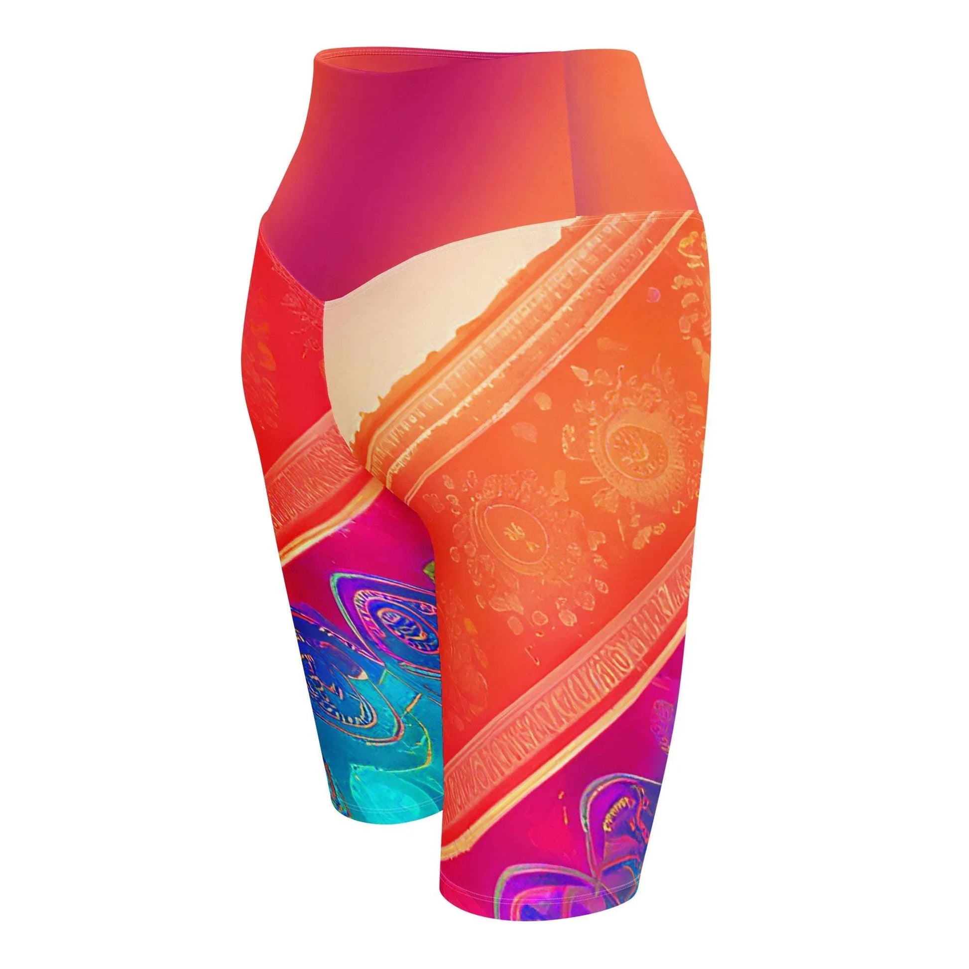 Jaini Sari - Plus Athlo Yoga Long Shorts sustainable fashion athleisure includes plus size activewear yoga clothes unique flare leggings shorts dresses one pieces travel wear for ladies