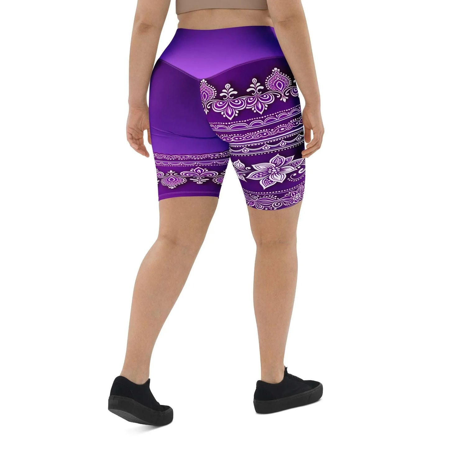 Sanavi Henna -Plus Athlo Yoga Long Shorts sustainable fashion athleisure includes plus size activewear yoga clothes unique flare leggings shorts dresses one pieces travel wear for ladies