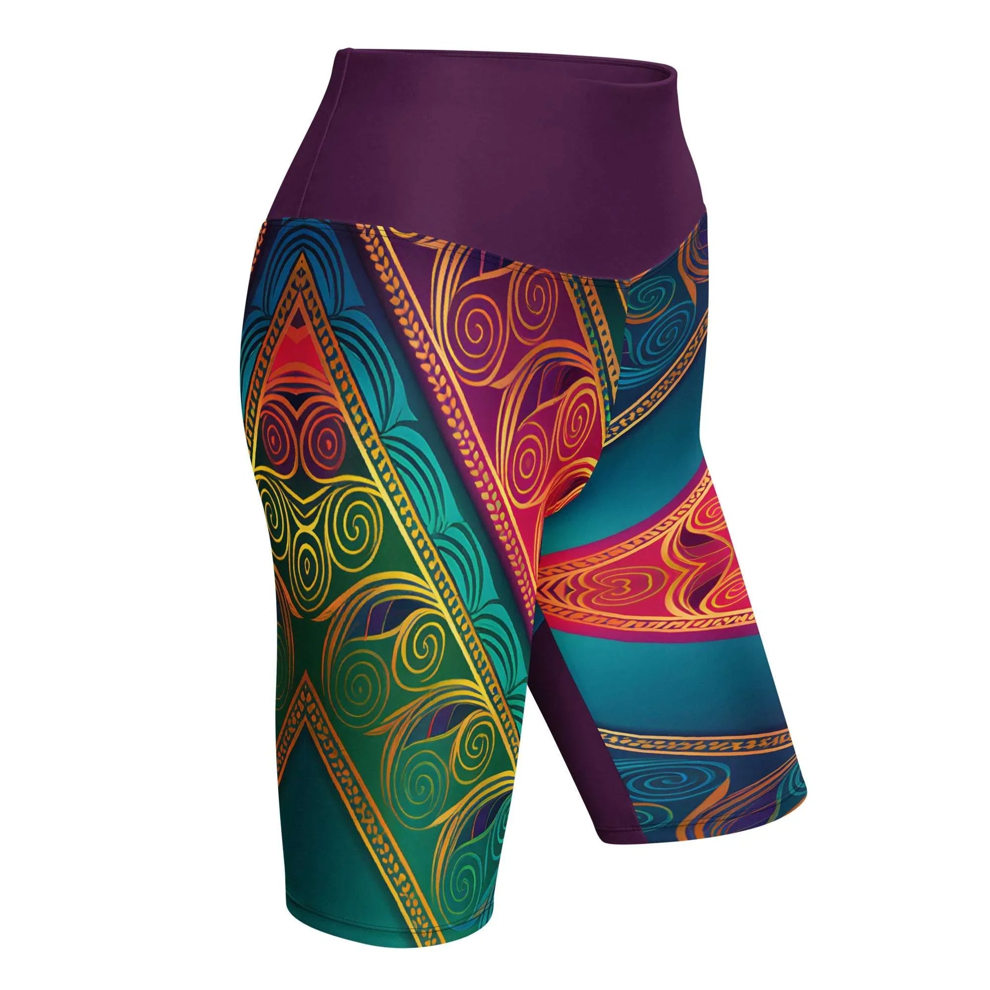Kasani Sari - Athlo Yoga Long Shorts sustainable fashion athleisure includes plus size activewear yoga clothes unique flare leggings shorts dresses one pieces travel wear for ladies
