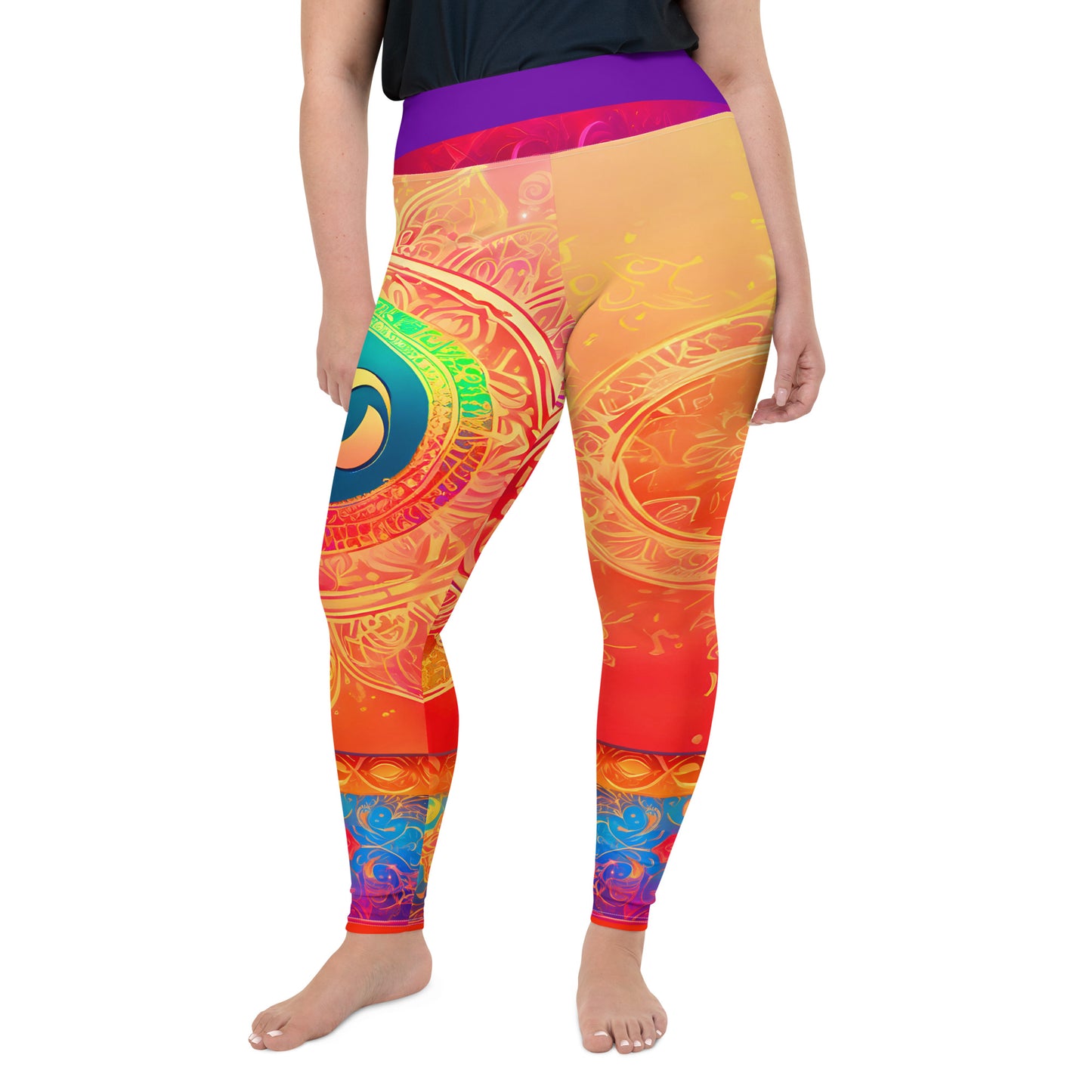 Srinithi - Plus Athlo Yoga Leggings best workout and yoga pants for women plus size affordable sustainable recycled unique cool funky leggings by Namaste Fashion