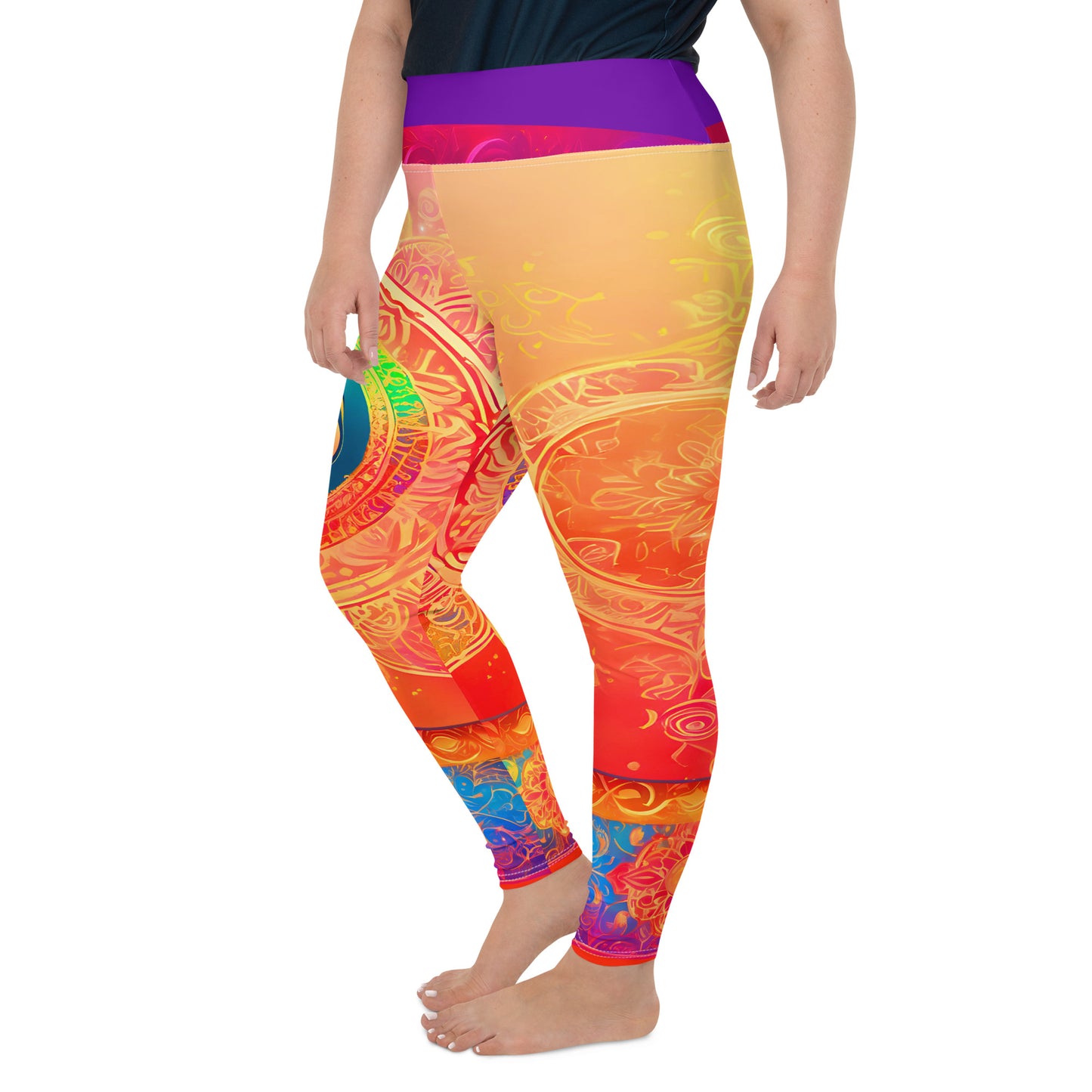 Srinithi - Plus Athlo Yoga Leggings best workout and yoga pants for women plus size affordable sustainable recycled unique cool funky leggings by Namaste Fashion