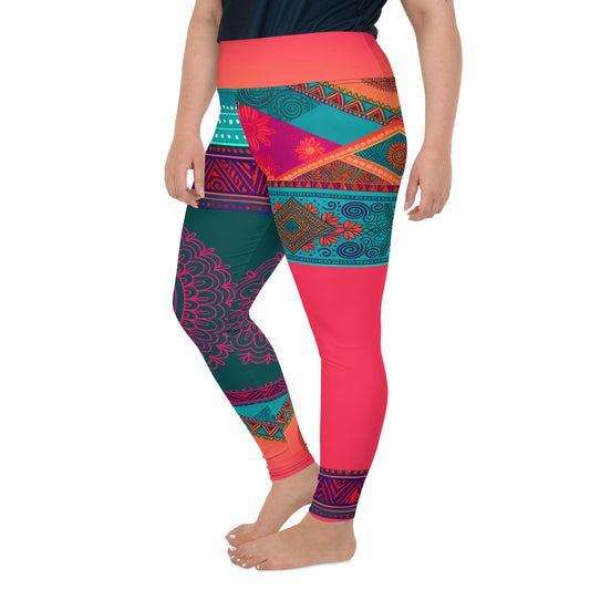 Sita - Plus Athlo Yoga Leggings best workout and yoga pants for women plus size affordable sustainable recycled unique cool funky leggings by Namaste Fashion