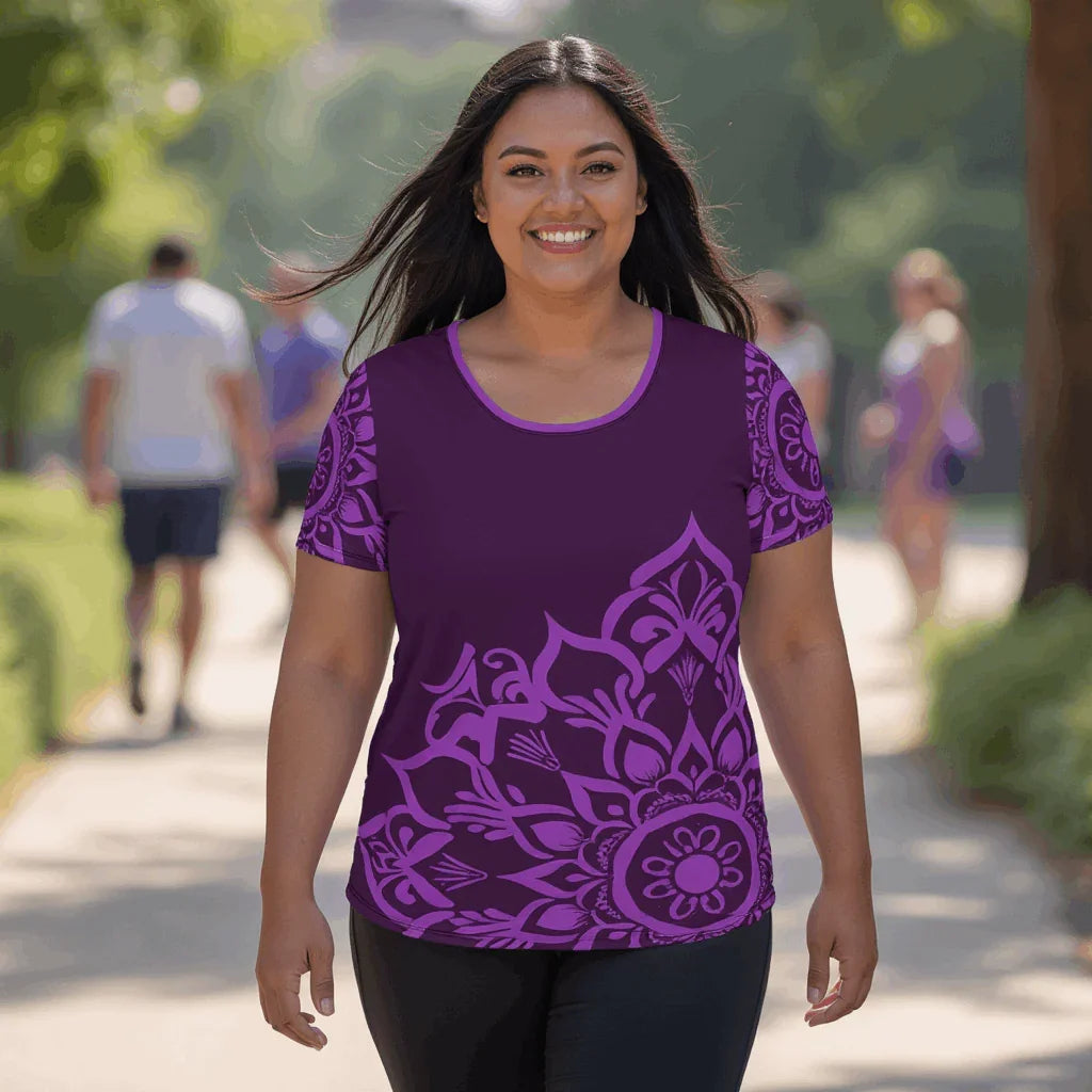 Mix Match - Purple - Plus Athlo Flex Shirt sustainable fashion athleisure includes plus size activewear yoga clothes unique flare leggings shorts dresses one pieces travel wear for ladies