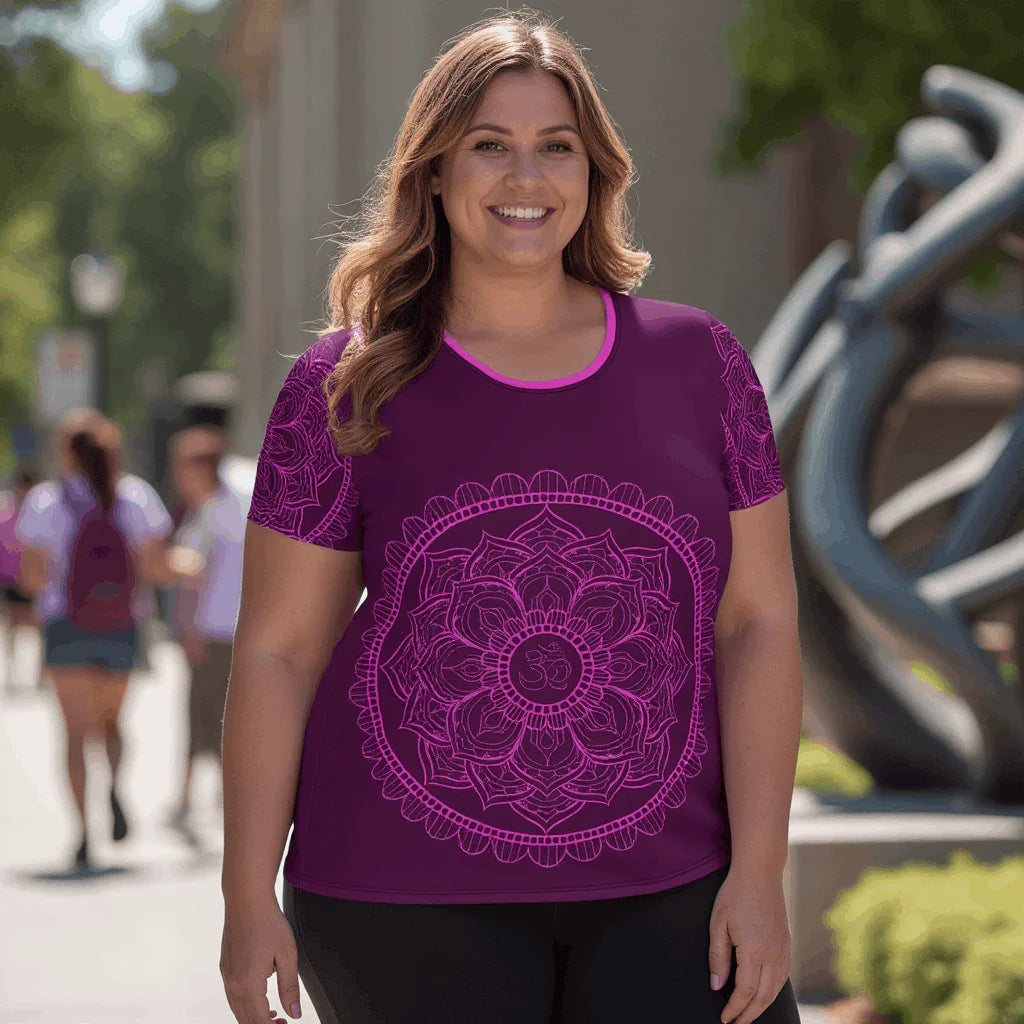 Mix Match - Plum - Plus Athlo Flex Shirt sustainable fashion athleisure includes plus size activewear yoga clothes unique flare leggings shorts dresses one pieces travel wear for ladies