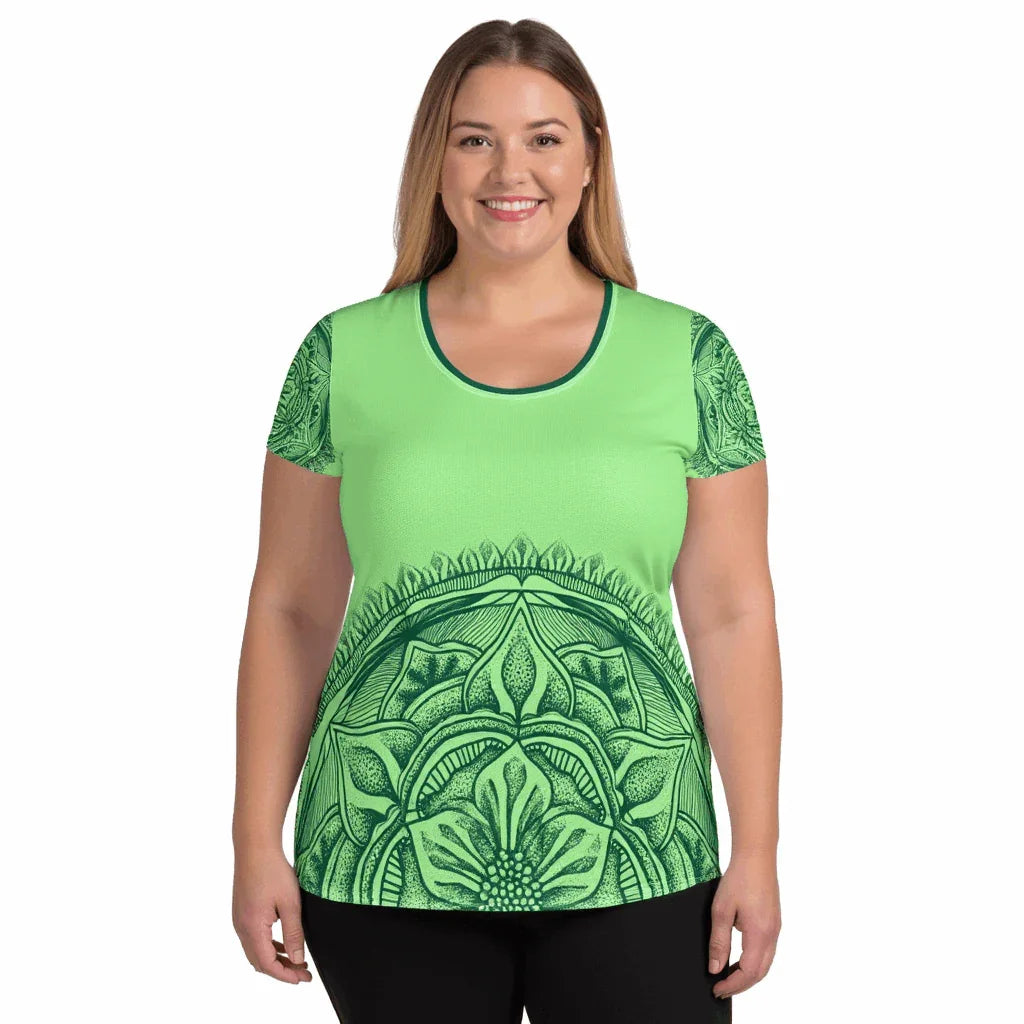 Mix Match - Lime - Plus Athlo Flex Shirt sustainable fashion athleisure includes plus size activewear yoga clothes unique flare leggings shorts dresses one pieces travel wear for ladies