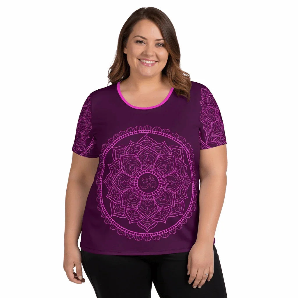 Mix Match - Plum - Plus Athlo Flex Shirt sustainable fashion athleisure includes plus size activewear yoga clothes unique flare leggings shorts dresses one pieces travel wear for ladies