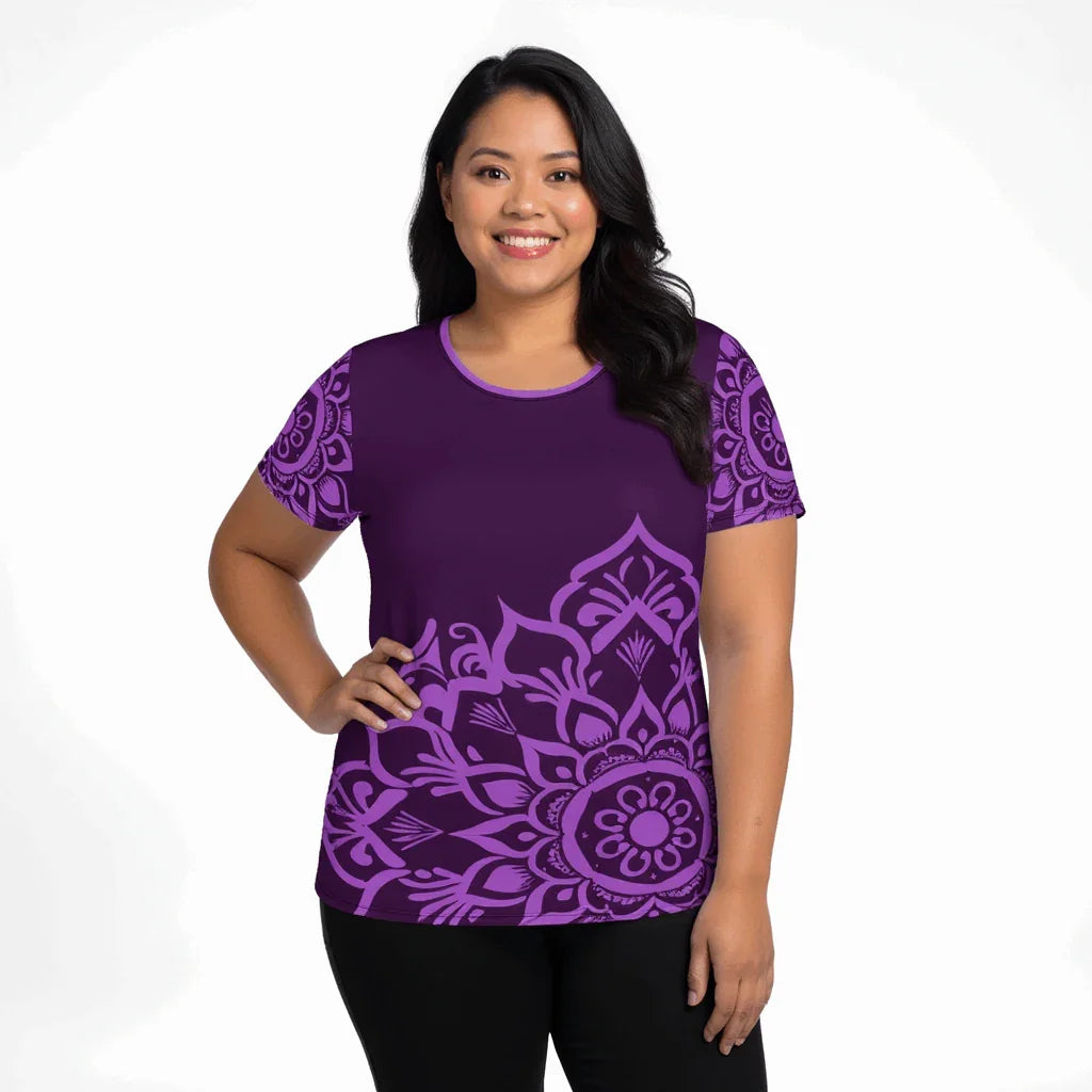 Mix Match - Purple - Plus Athlo Flex Shirt sustainable fashion athleisure includes plus size activewear yoga clothes unique flare leggings shorts dresses one pieces travel wear for ladies